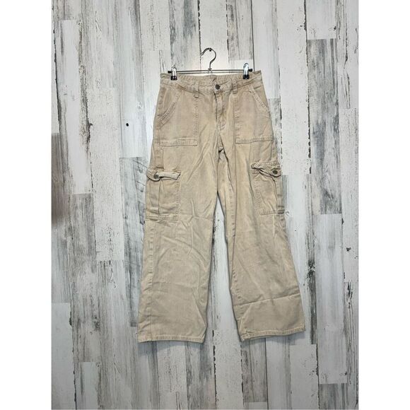 Miami Vice Cargo Pants Size small Beige Wide Leg Loose Fit Tan - Picture 1 of 9